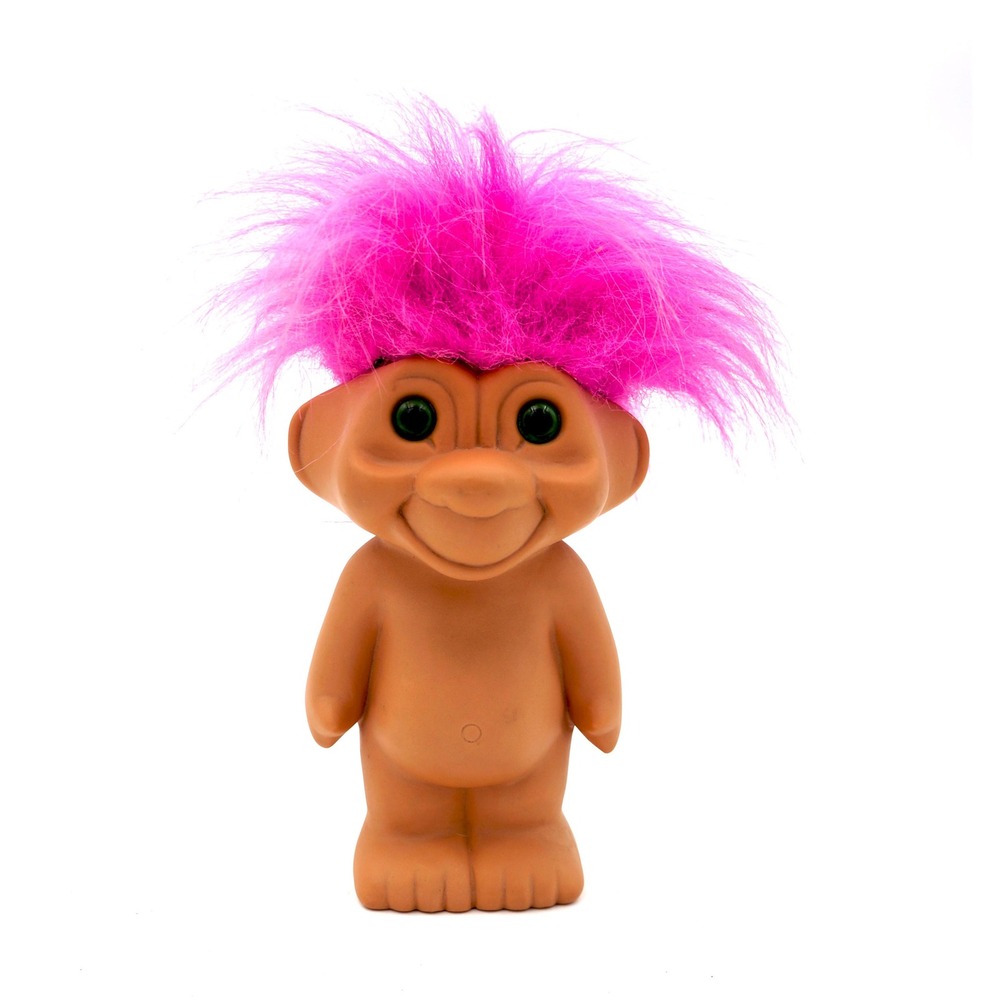 Vtg 1991 Troll Bank 8" Vinyl Coin Bank‎ with Pink Hair Retro Treasure Toy 90s